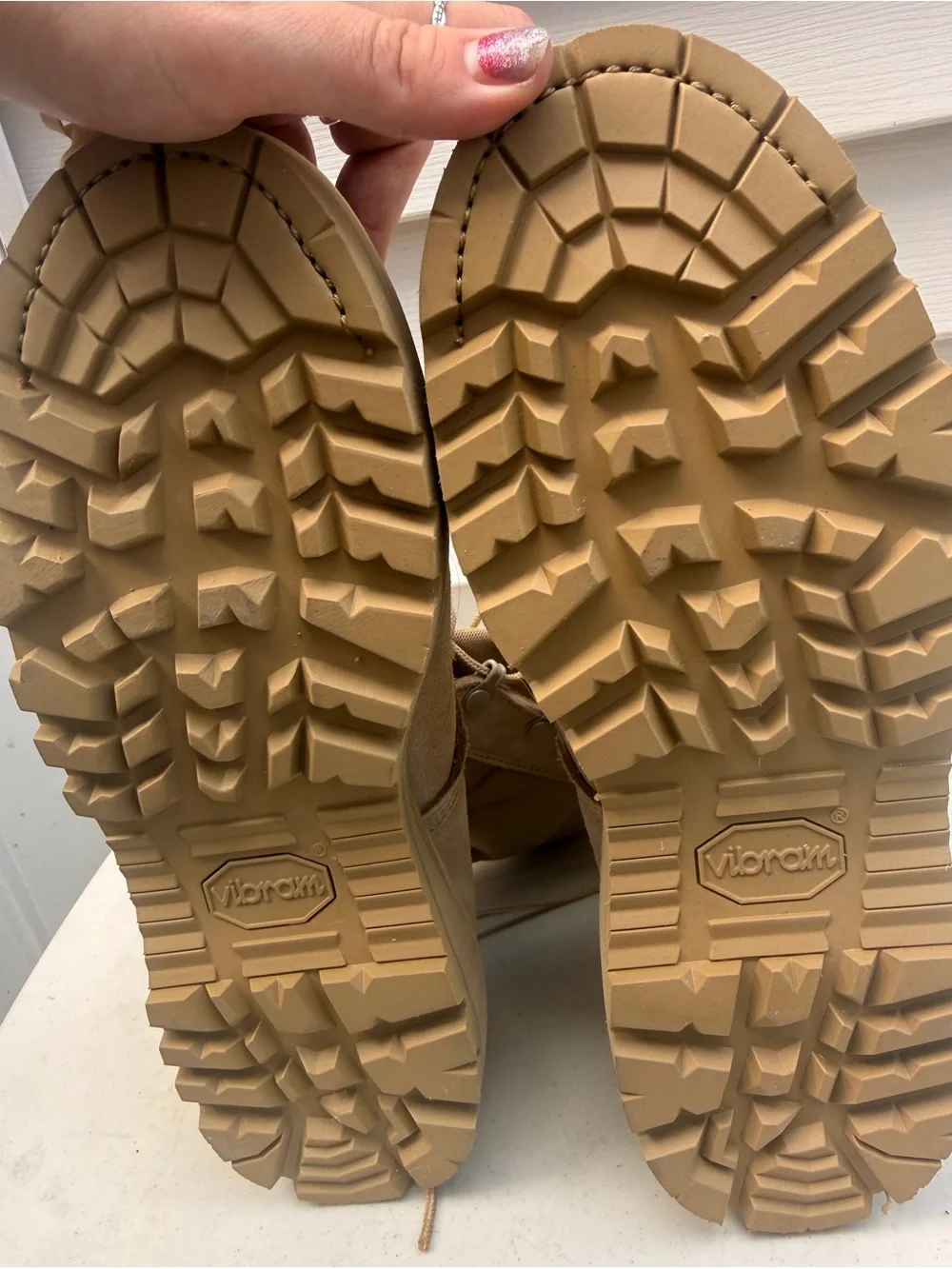 Vibram PT 8430 UFCW Sz 7 W Lace Up Military Boots Steel Toe Tan Hot Weather NEW